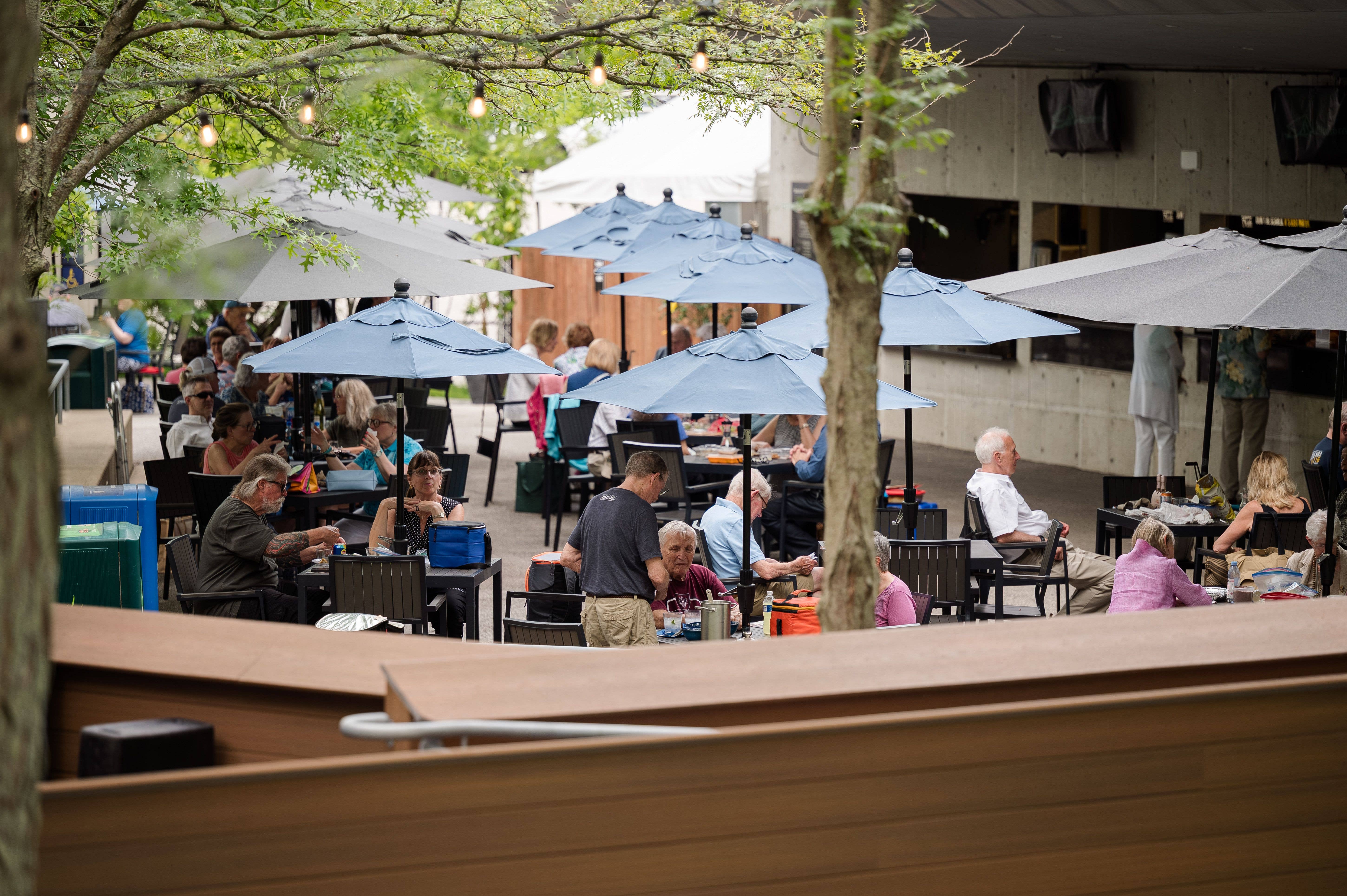 patrons on the Kulas Plaza patio