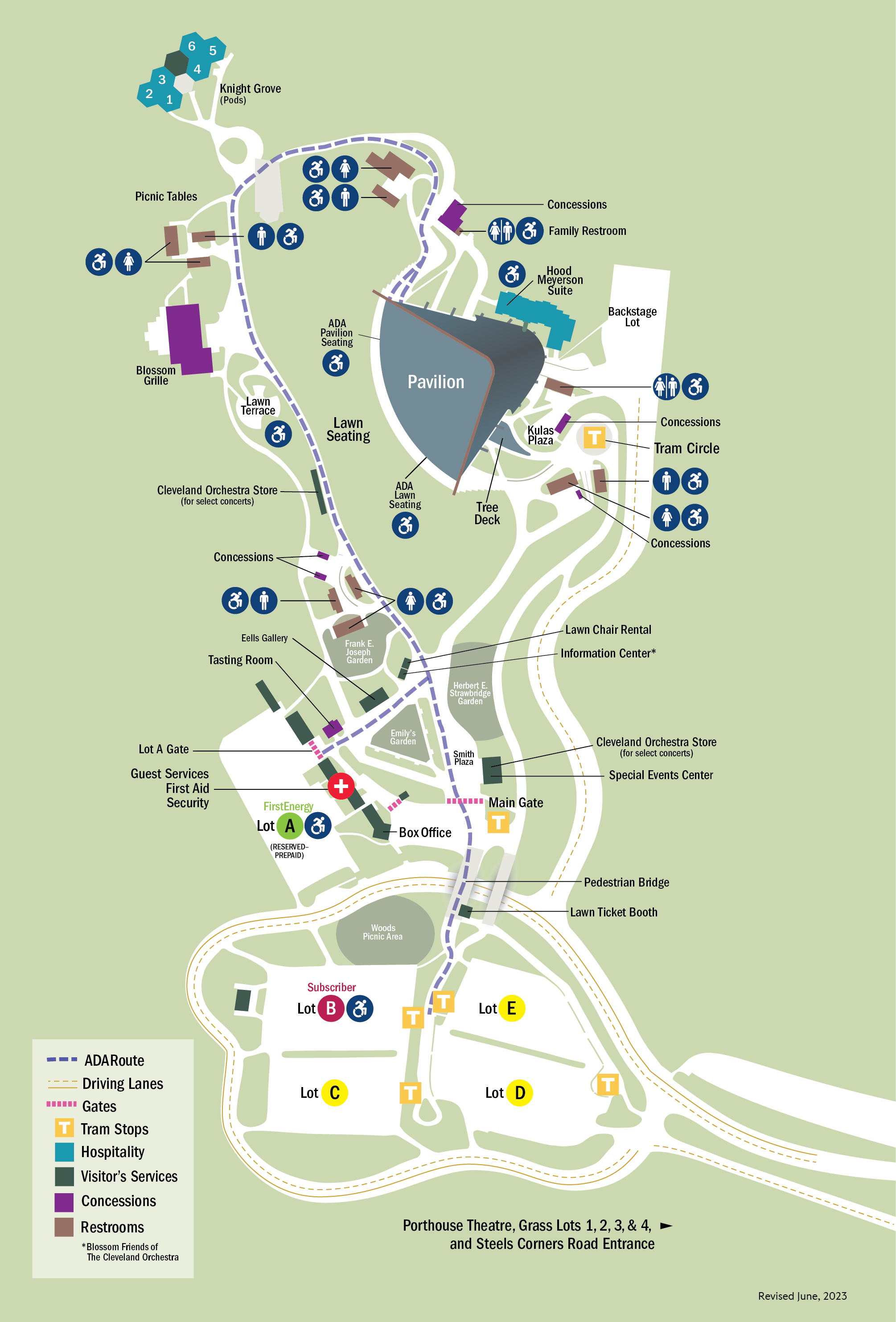 Map of Blossom Music Center grounds