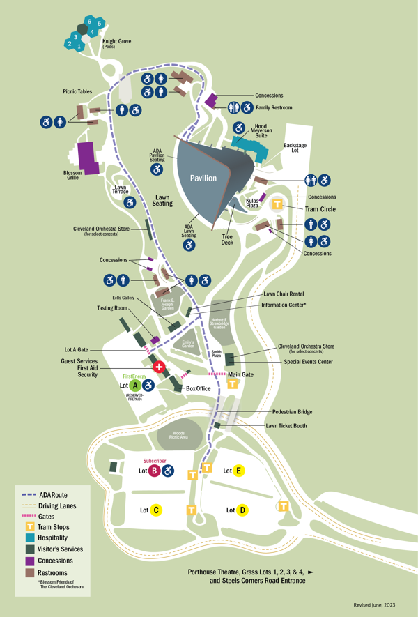 Map of Blossom Music Center grounds
