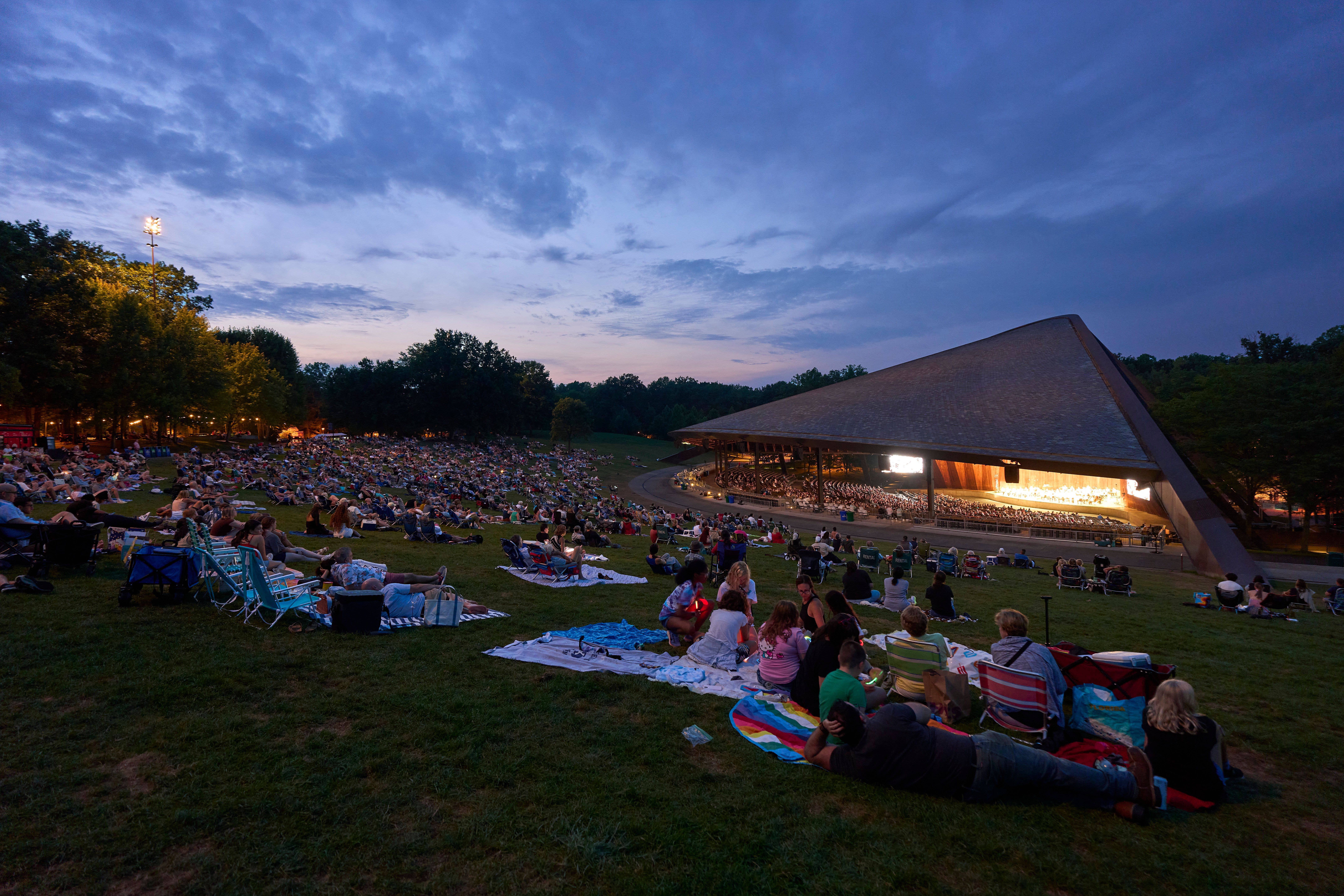 Blossom music center in the eventing light