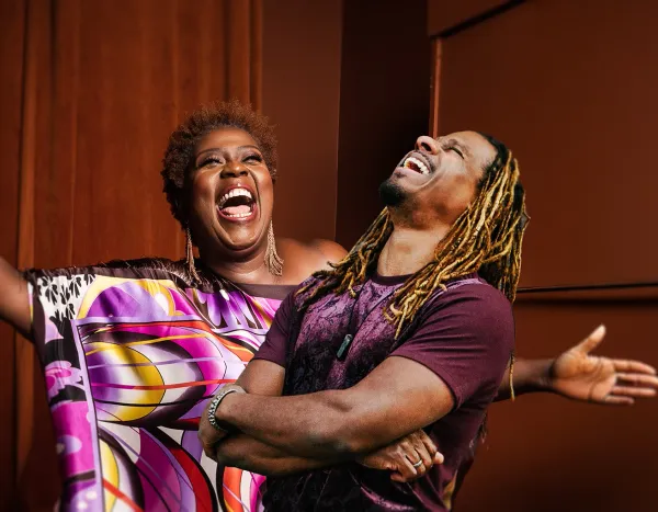 Capathia Jenkins and Ryan Shaw laughing 