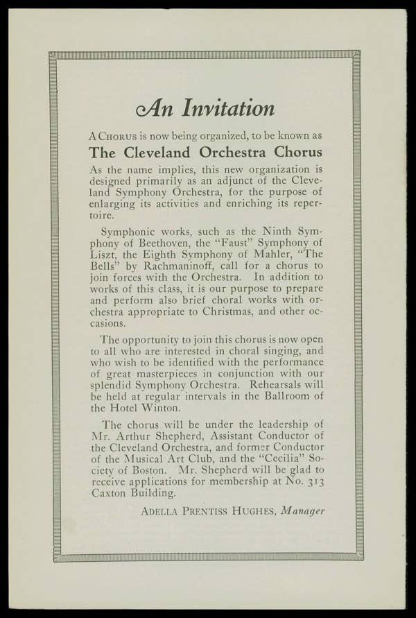Call for singers published in a Pops concert program, 10/31/1920