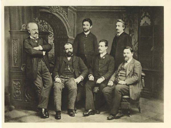 Czech postcard featuring Czech composers including Dvořák, c. 1885 (seated second from left).