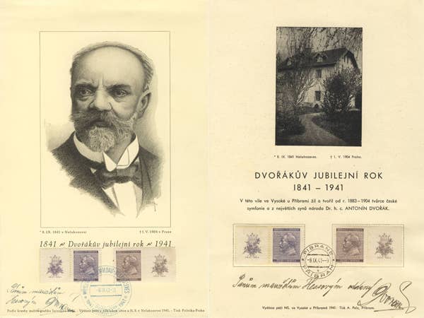 Commemorative stamps in honor of the 100th anniversary of Dvořák’s birthday, 1941.