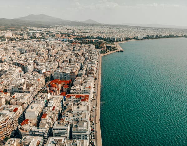 aerial view of the coast of Thessaloniki, Greece
