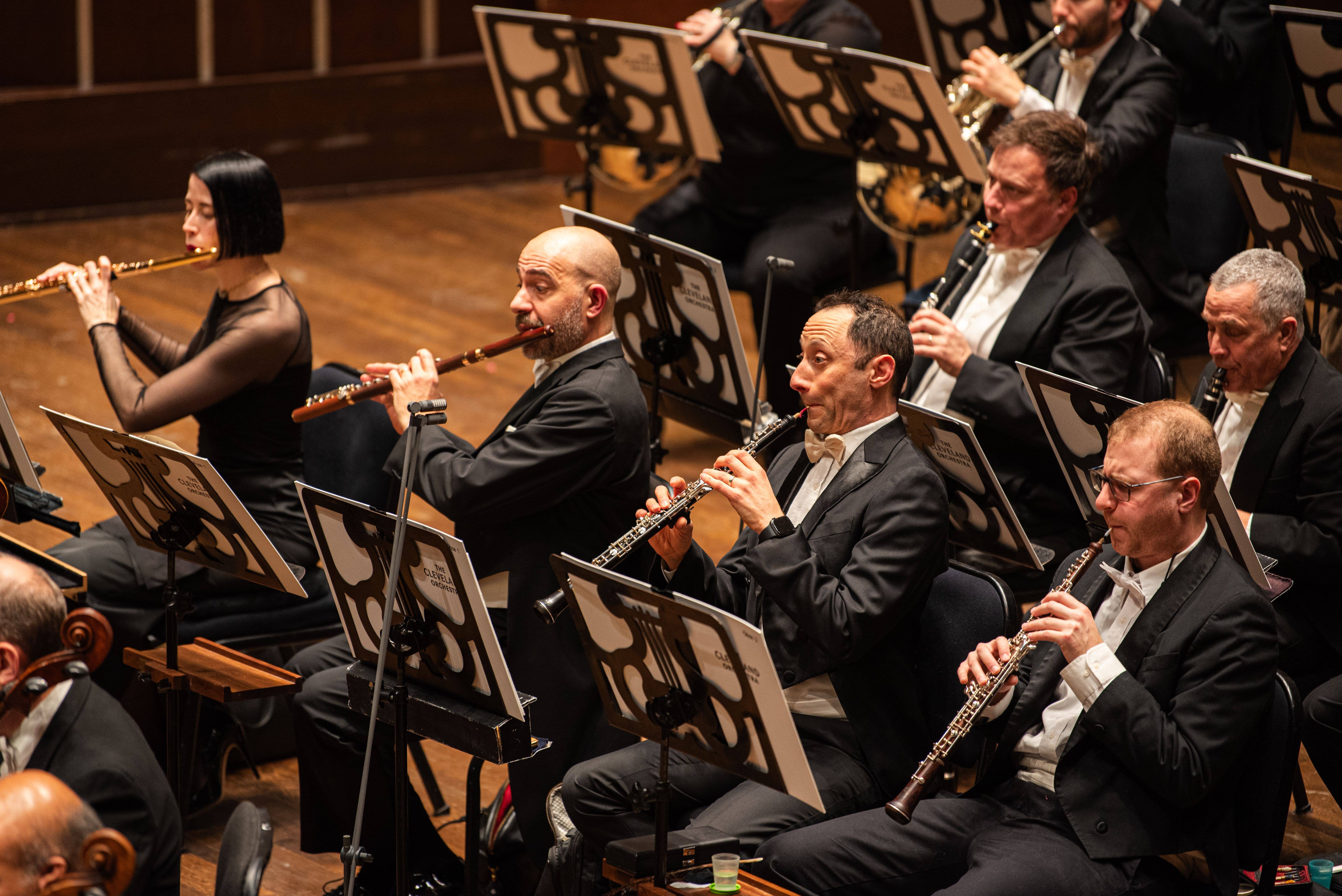 musicians playing instruments in Mandel Concert Hall