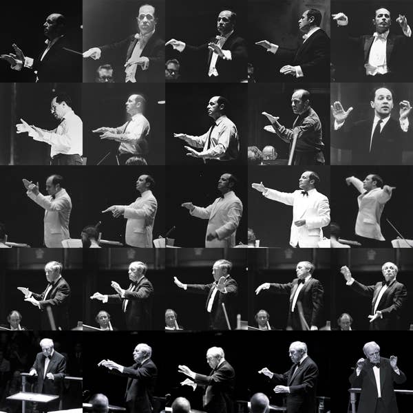 Photos held in The Cleveland Orchestra Archives capture Pierre Boulez’s precision of gesture over the years. Franz Welser-Möst describes his “effortless control of the orchestra. You don’t see him [make] big movements … but it seems like all the strings between every single player and him are attached to his 10 fingers. And he does a little movement with one finger, and you get an explosion from one part of the orchestra.”
