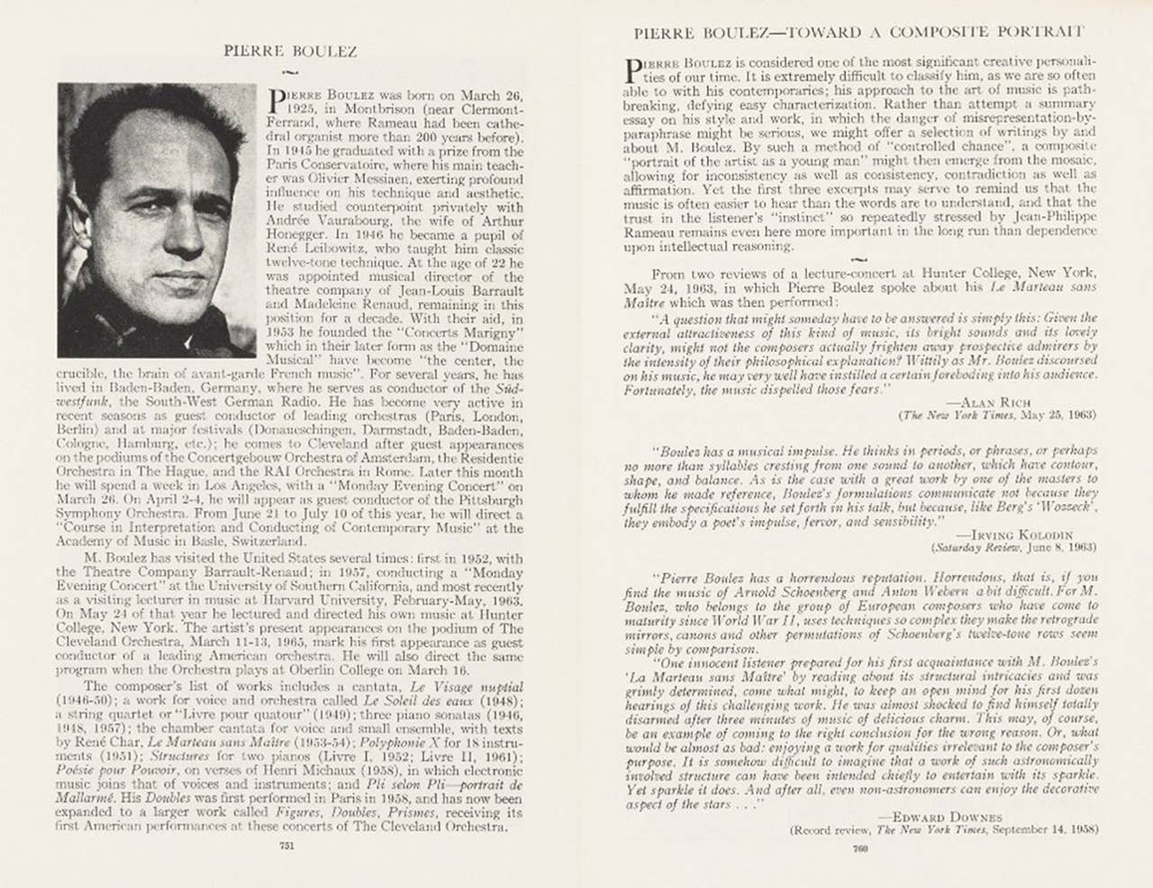 A Sculptor of Sound: Celebrating Pierre Boulez on his 100th