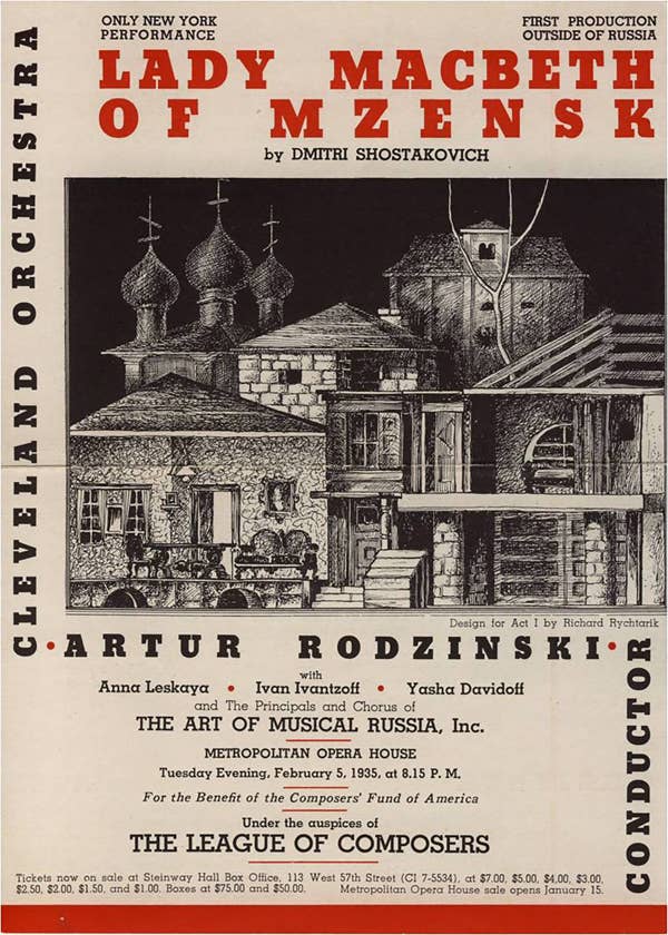 Flyer for performance of Lady Macbeth in Cleveland, 1934.