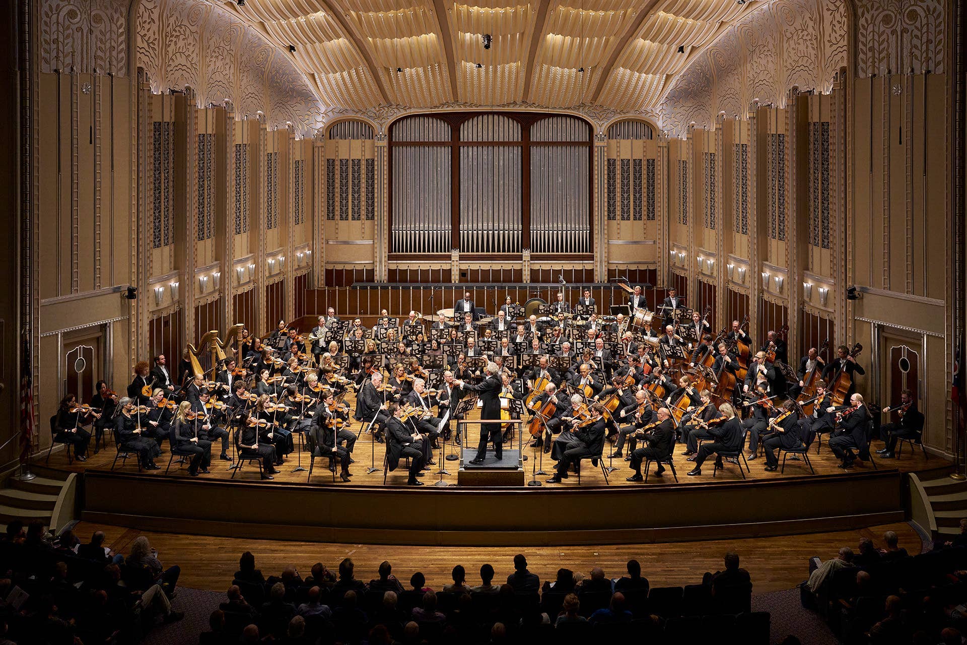 Cleveland Orchestra performing on stage