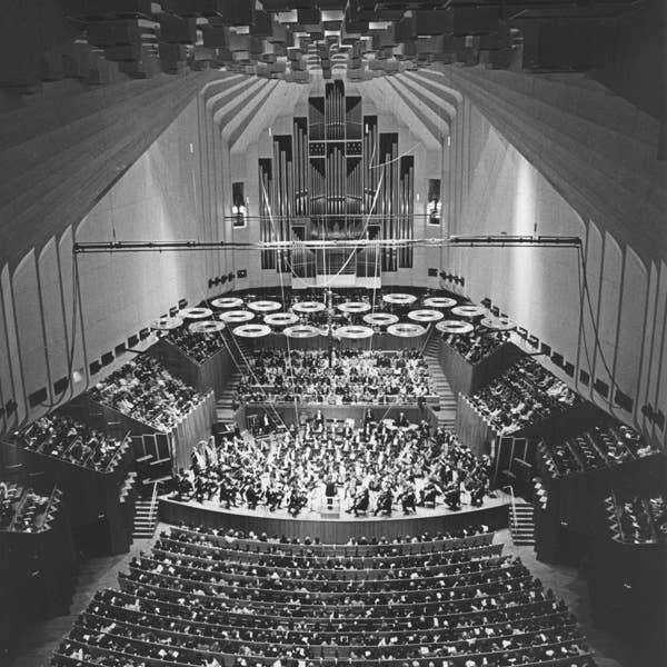 Lorin Maazel leads the Orchestra at the Sydney Opera House in Australia in 1973.