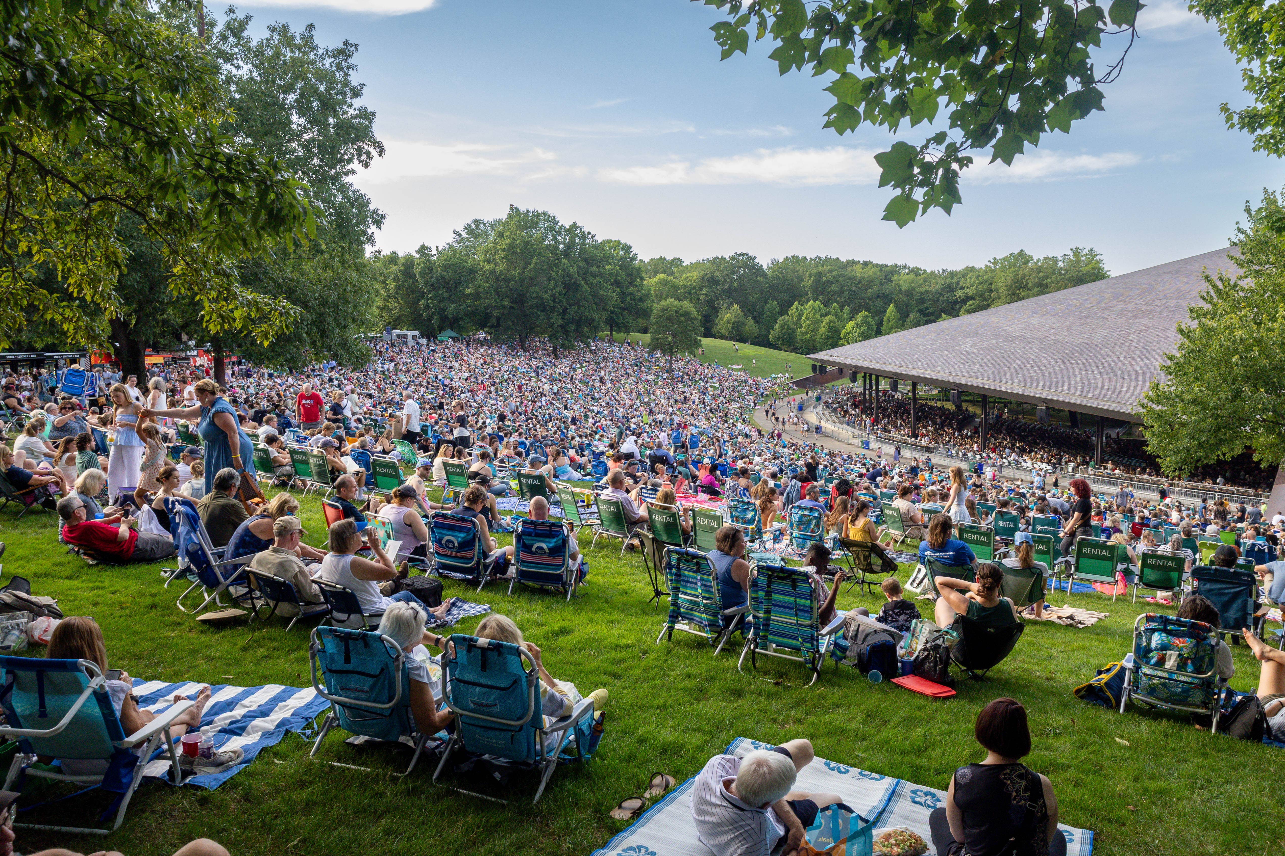 People sit on the Blossom lawn