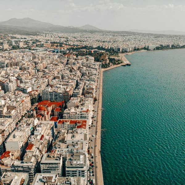 aerial view of the coast of Thessaloniki, Greece