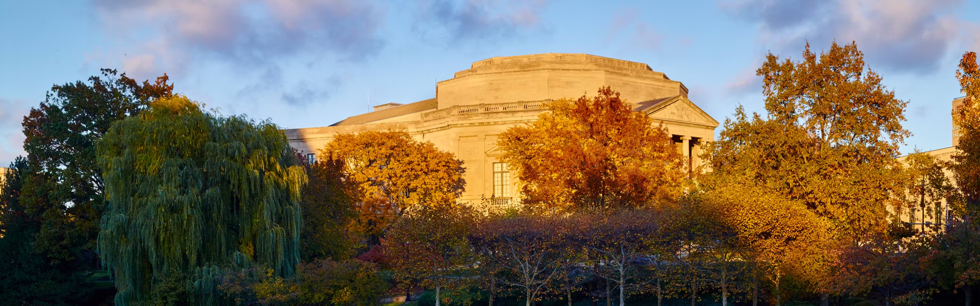 exterior of Severance Music Center from Wade Lagoon