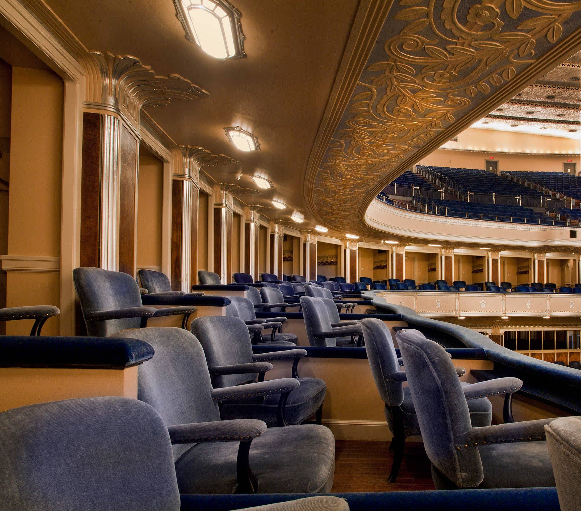 Empty chairs in Mandel Concert Hall