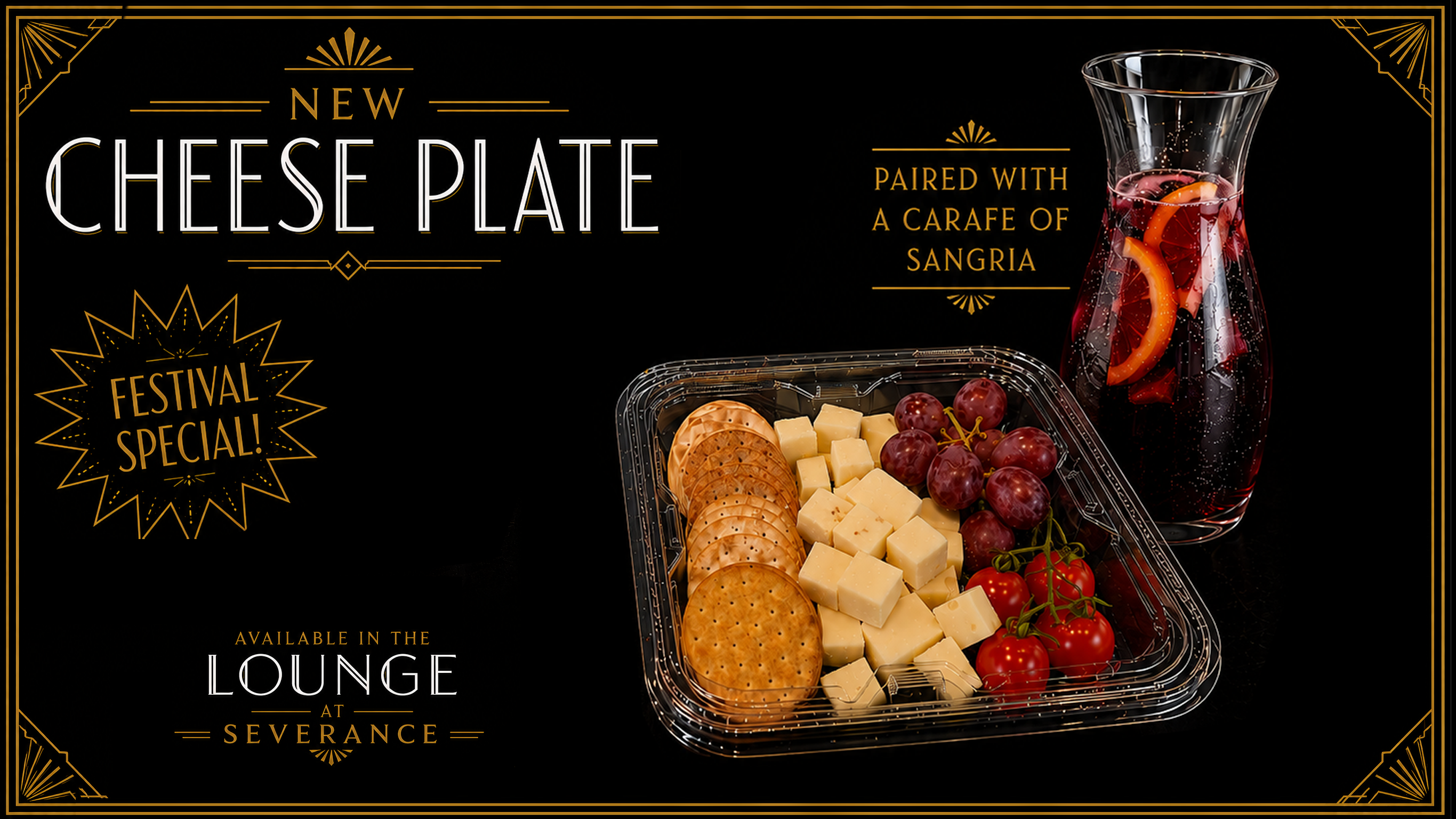 New Cheese Plate Festival Special available in the Lounge at Severance. Paired with a carafe of sangria