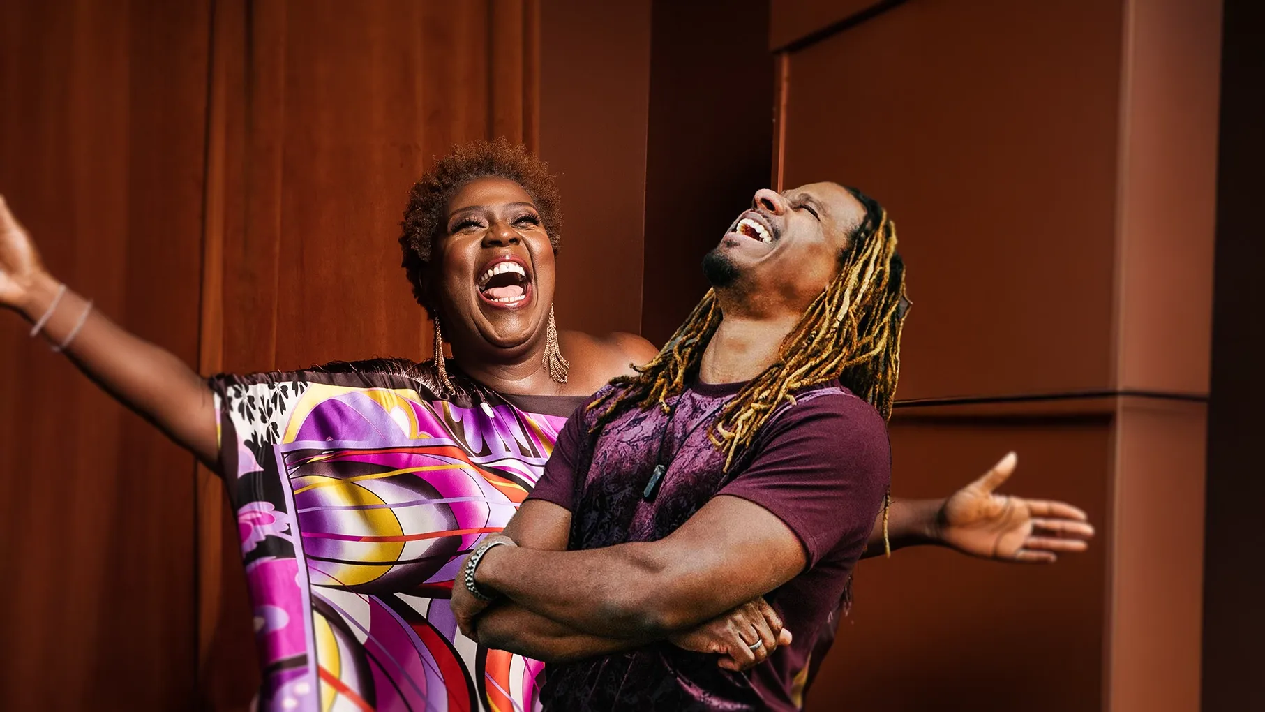 Capathia Jenkins and Ryan Shaw laughing 
