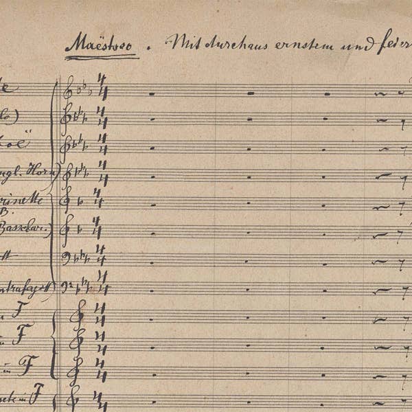 A page of the first movement to Mahler's Second Symphony. The tempo marking reads 