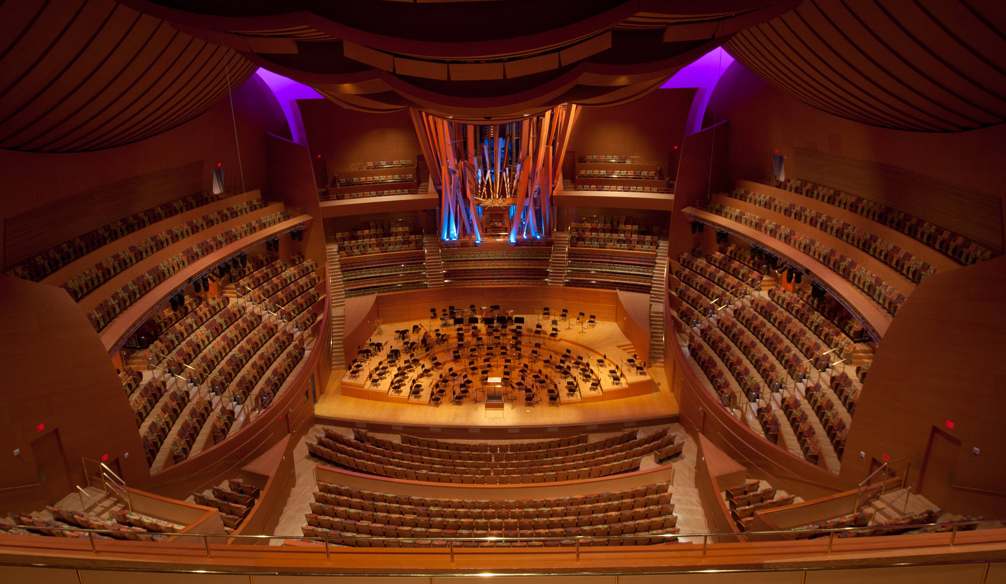 A view of the Walt Disney Concert Hall auditorium, as seen from the Balcony seating section