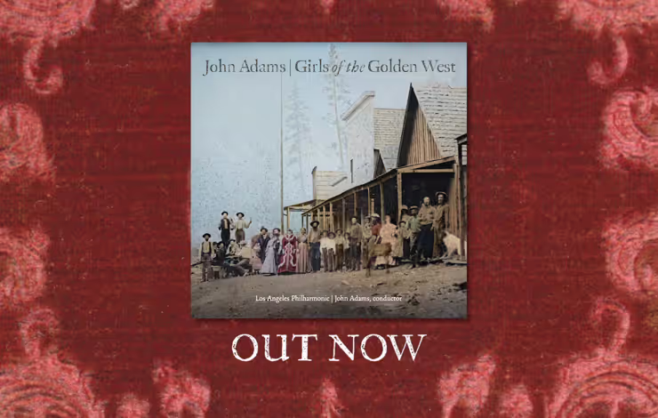 album cover with old west image of 20 or so people in front of an old west town background