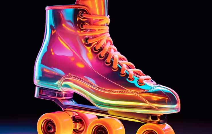 neon glowing rollerskate