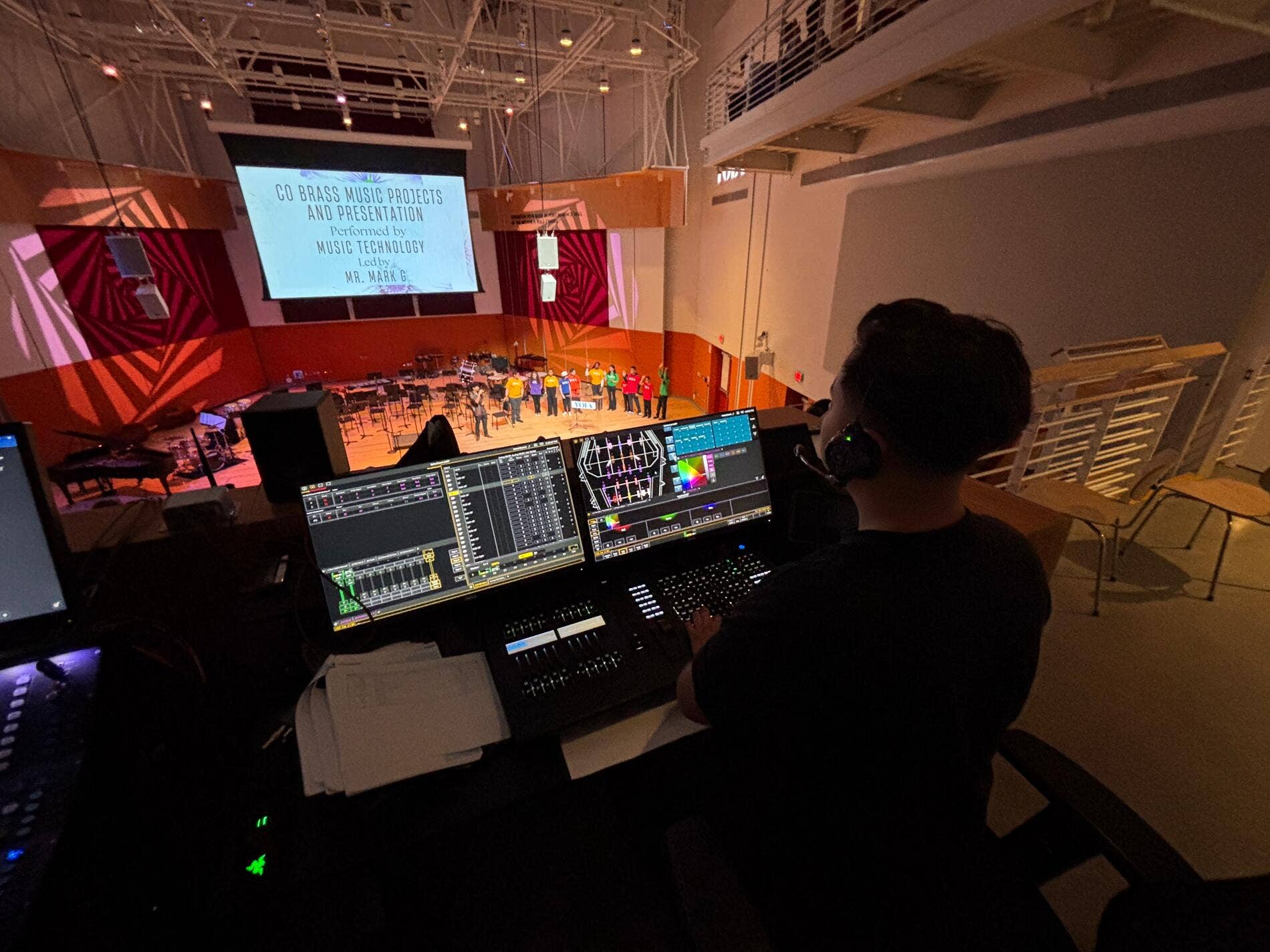 Stagecraft practice during an IATSE Workforce Development practice session. 