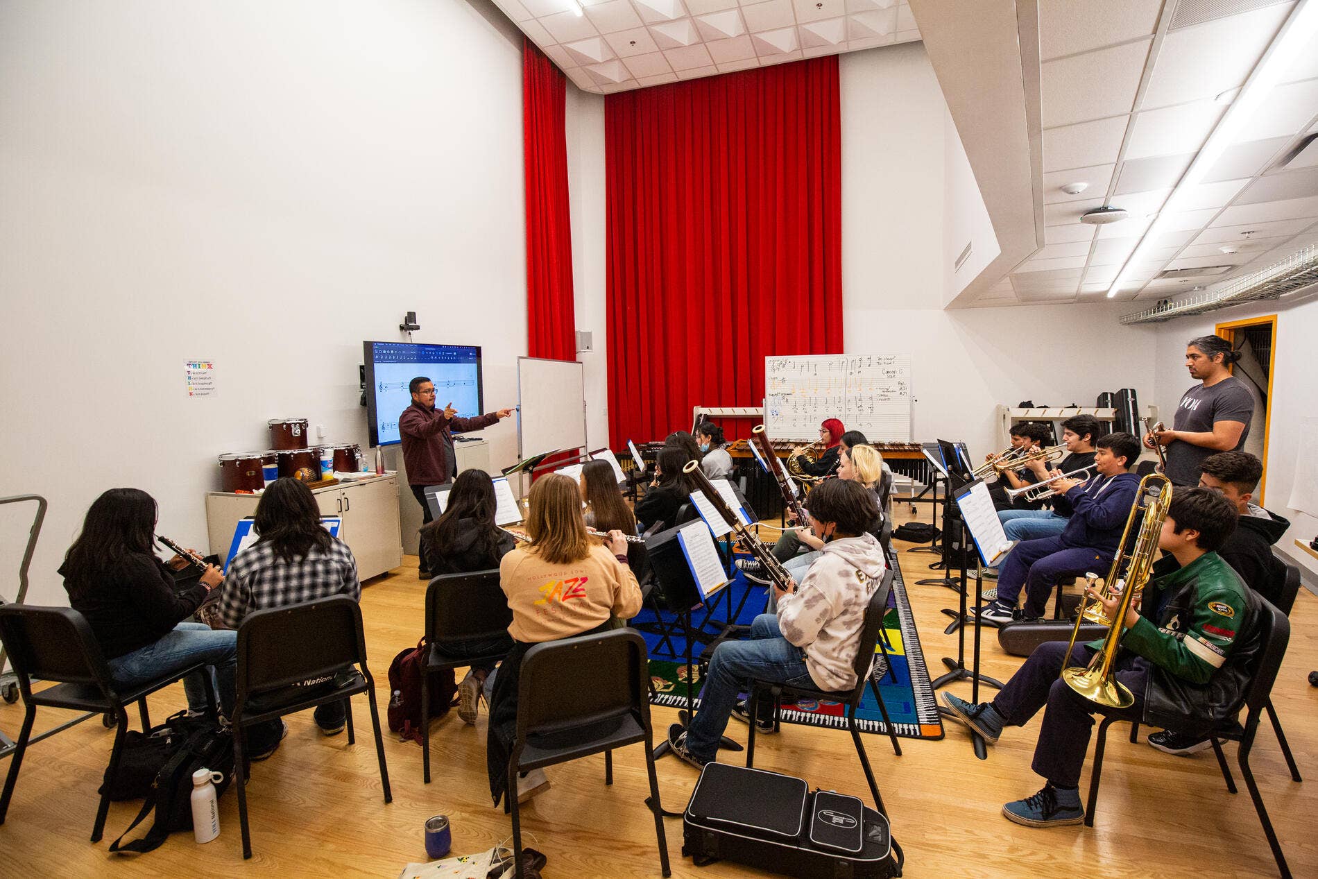 Rafael Payare joins YOLA Institute for rehearsal, Beckmen YOLA Center, April 15, 2023.