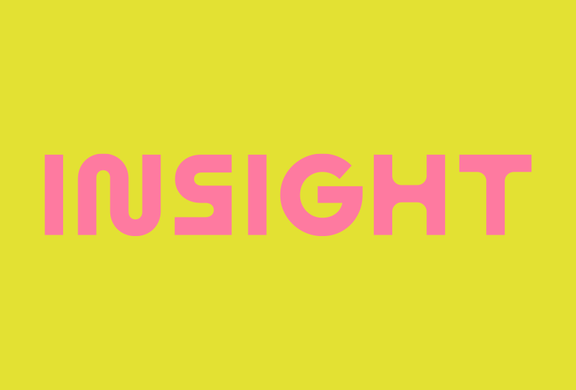 Pink “in usig ht” text on a bright yellow background, block letters.