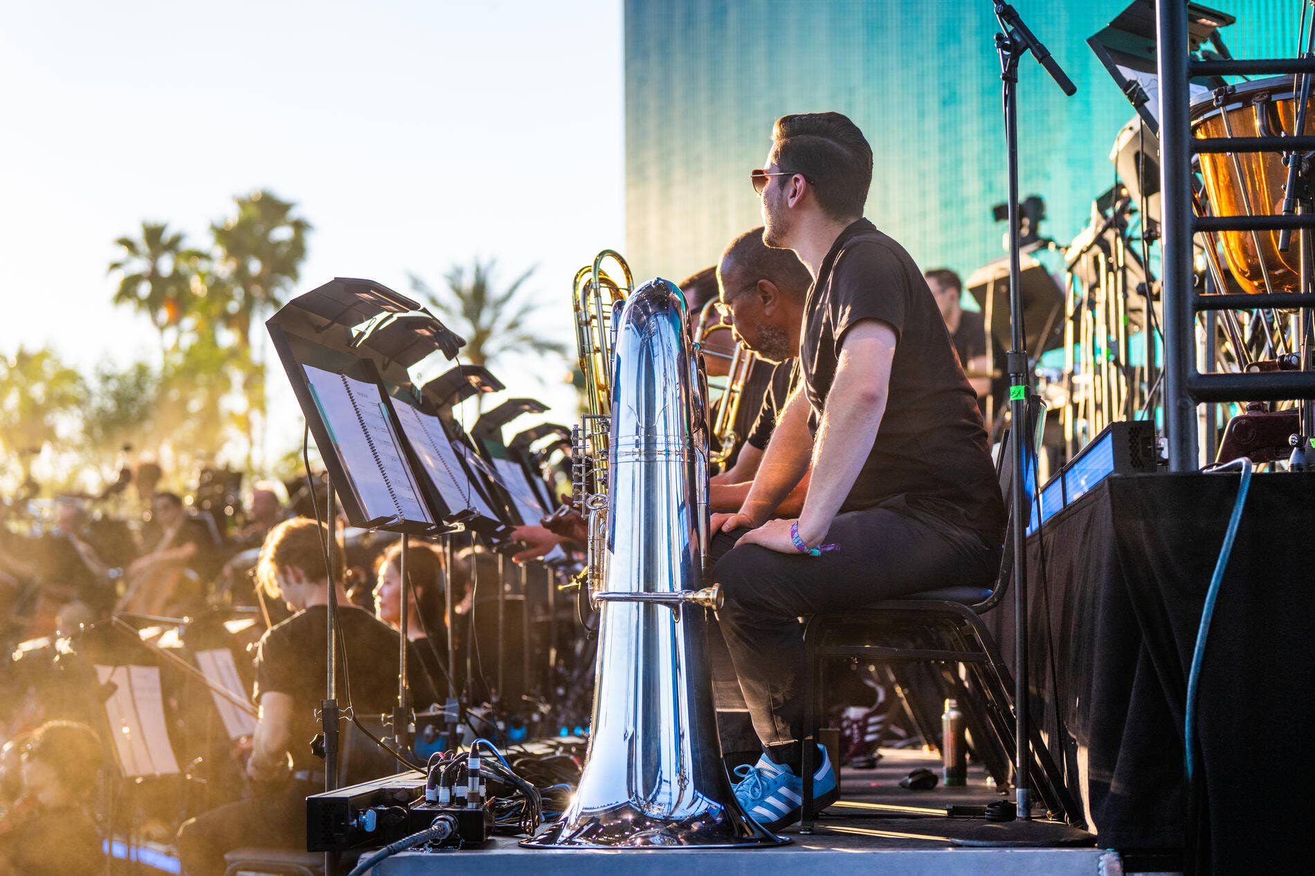 mason soria sitting on stage for coachella 