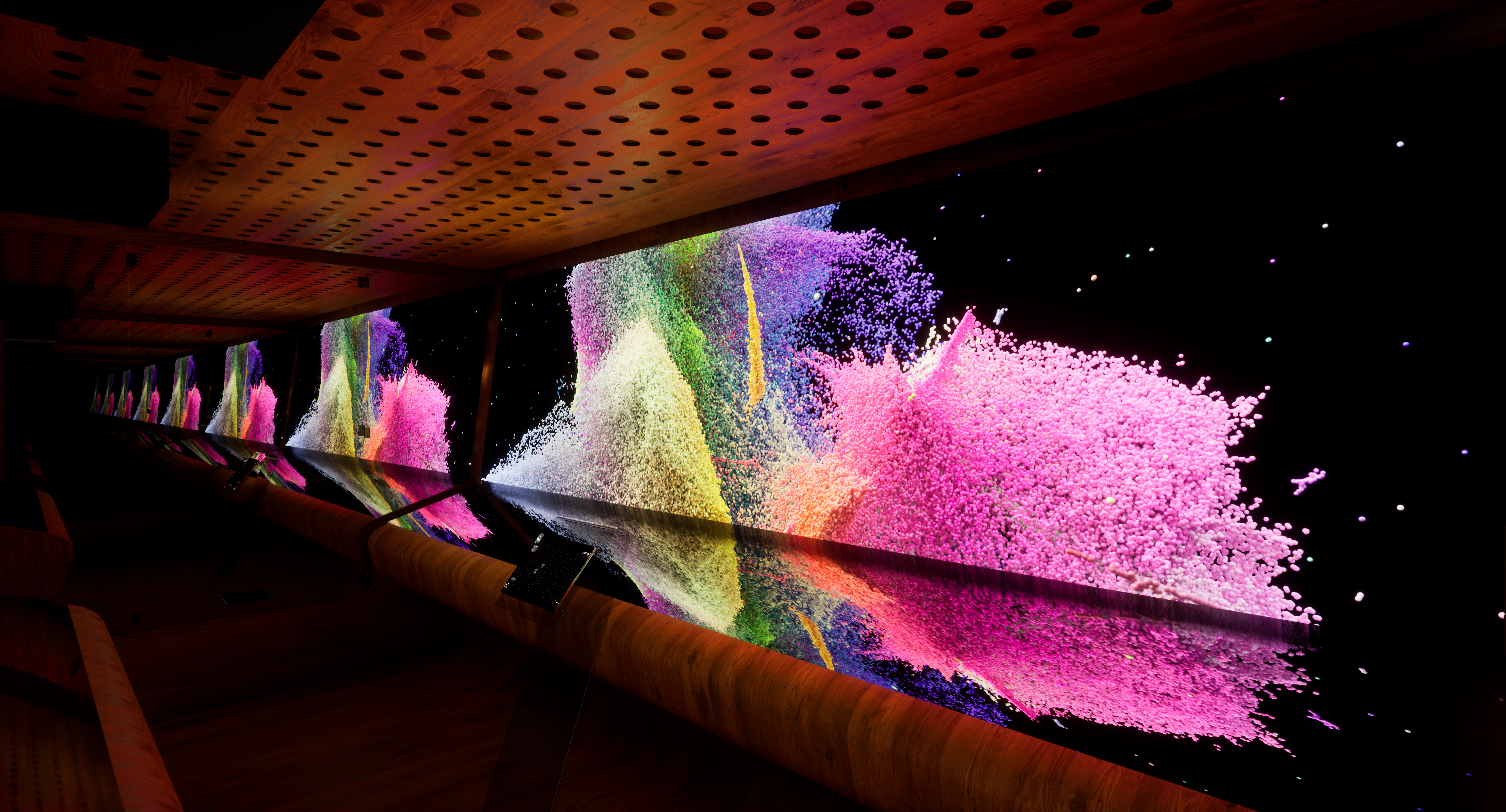 Visuals were projected onto the mirrored surfaces of the Ira Gershwin Gallery.