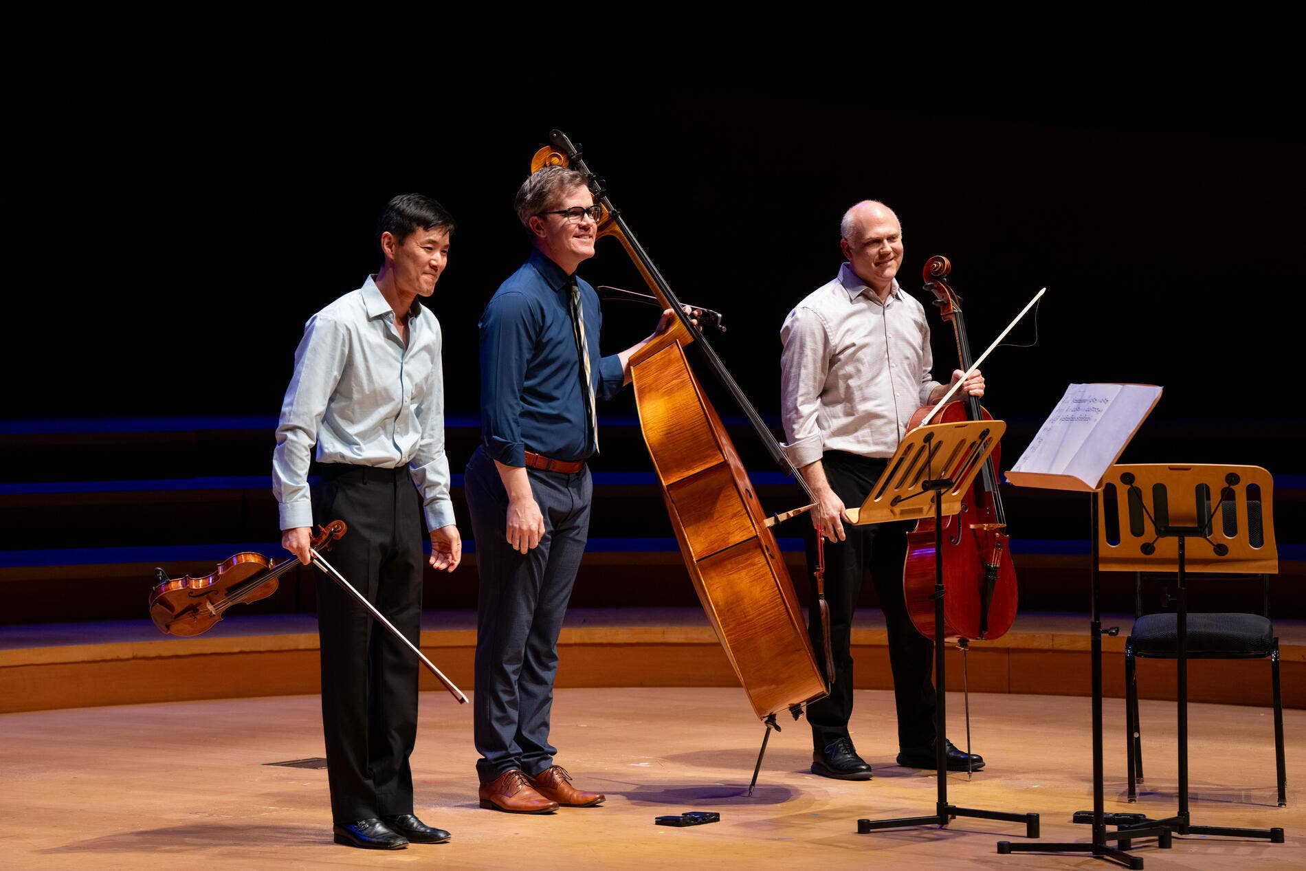 three la phil musicians on stage at wdch 