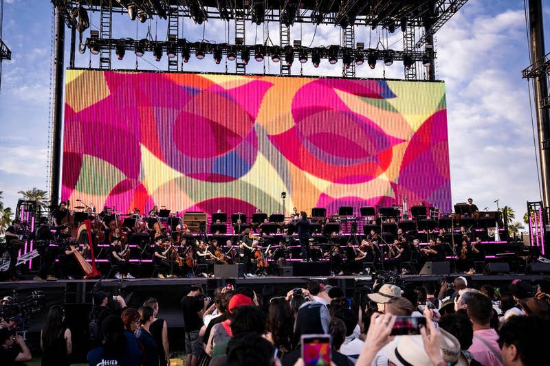 The Los Angeles Philharmonic performing on stage at Coachella.