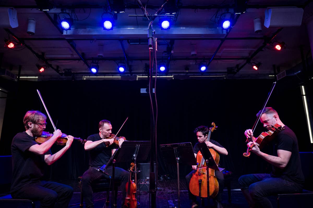 The JACK string quartet performing in REDCAT