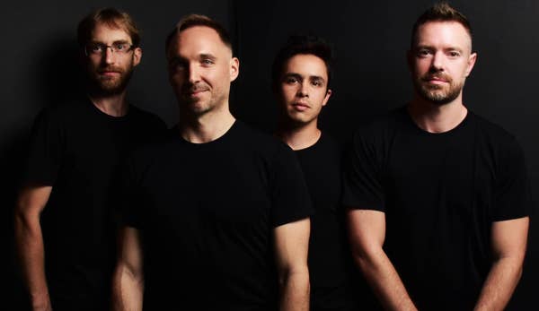 The four members of the JACK Quartet against a black background