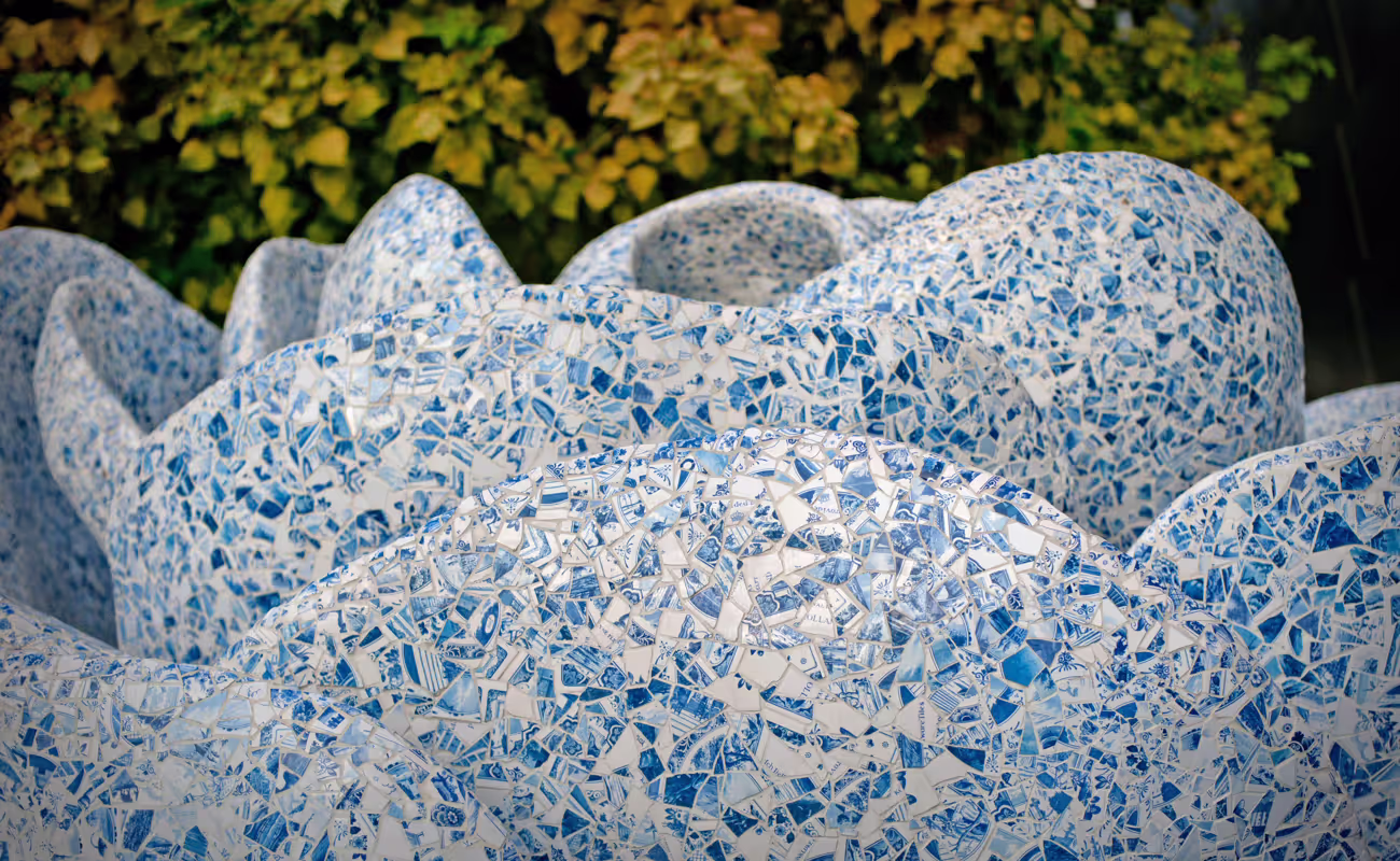 Blue garden sculpture