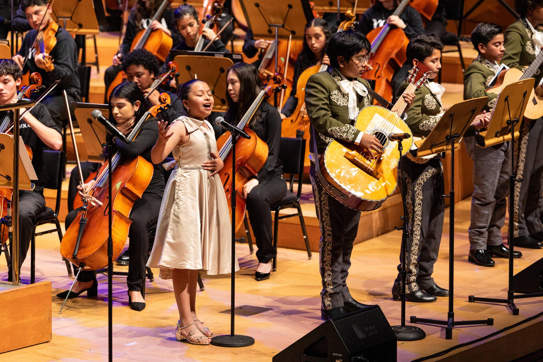 YOLA students perform on stage at the Walt Disney Concert Hall during Community Day.