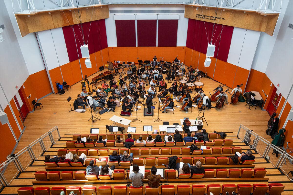 YOLA at Inglewood students gather for rehearsal in the Edgerton Foundation Performance Hall.
