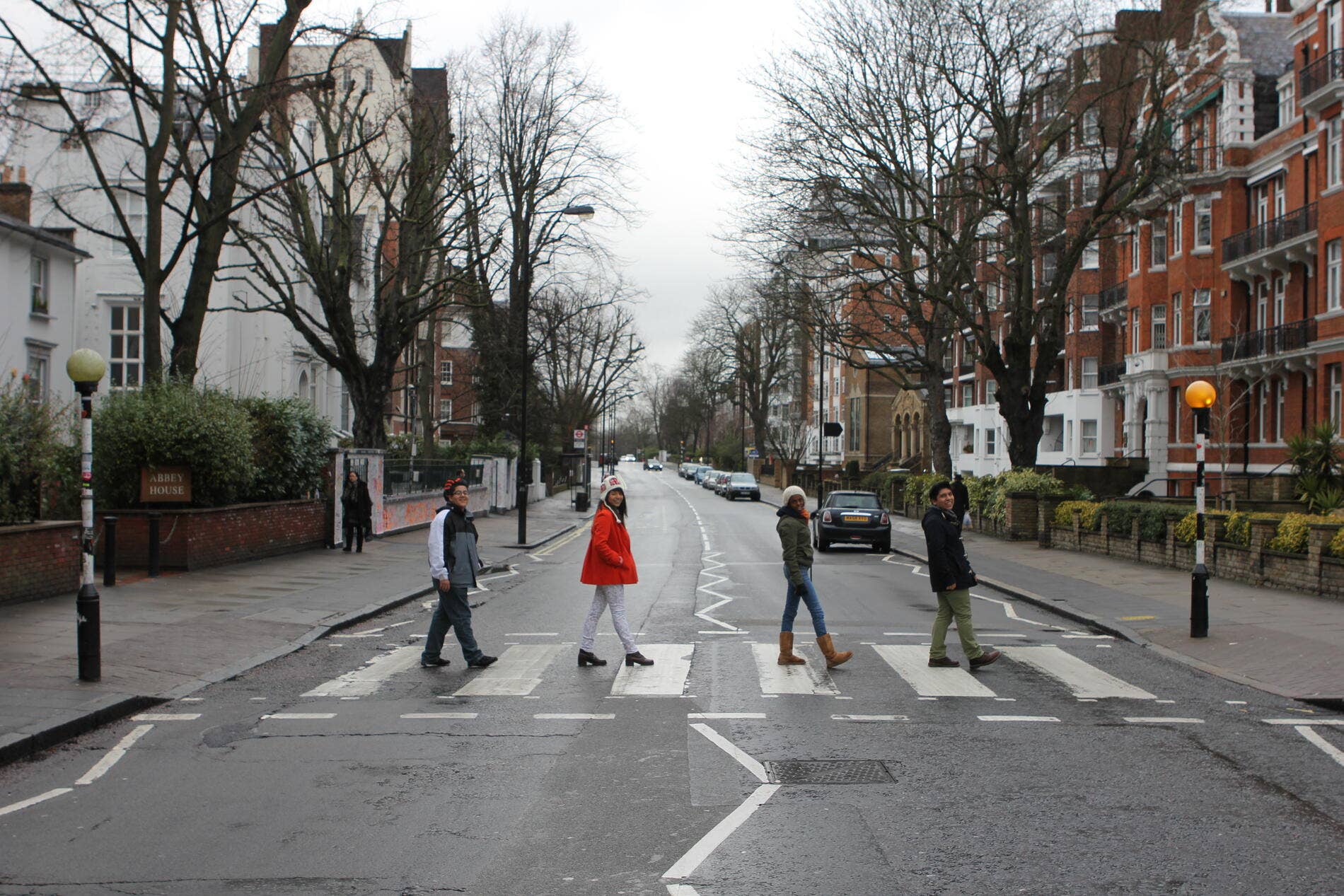 YOLA students walk across Abbey Road in London during their London Tour in 2013.