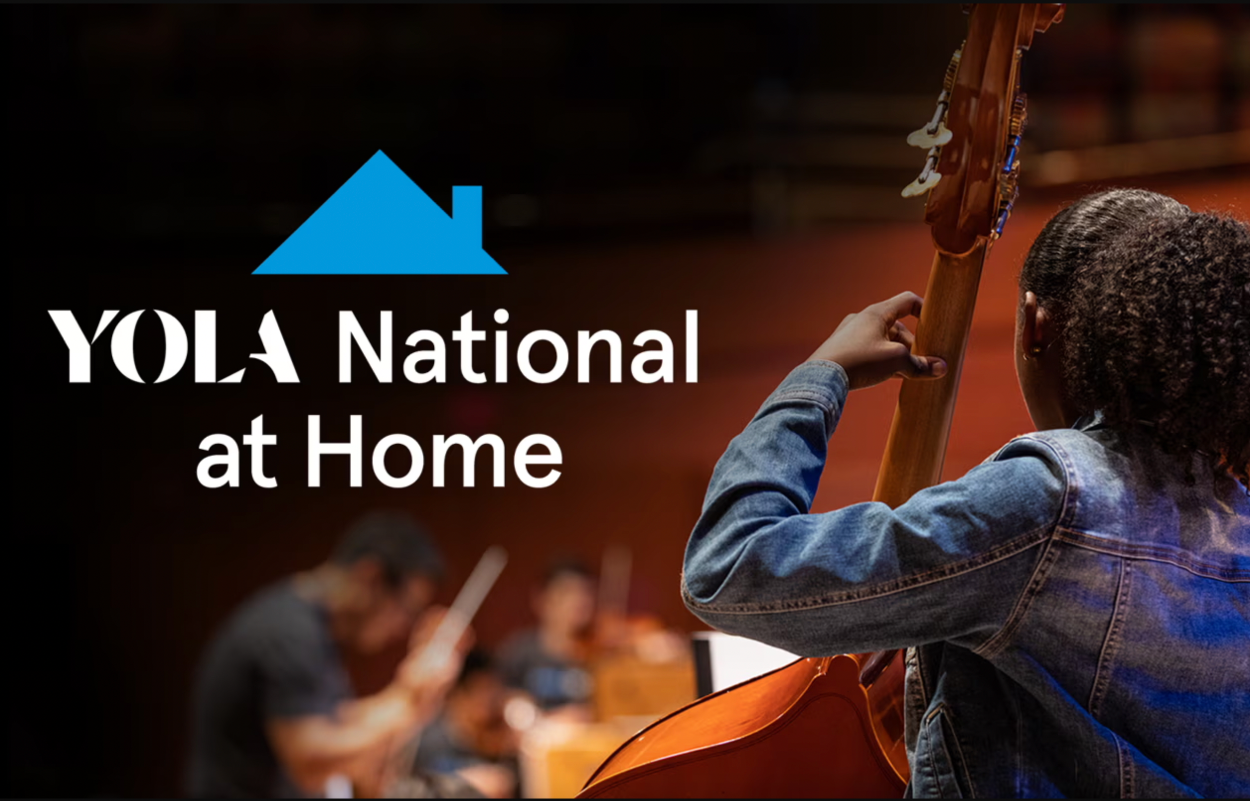 A YOLA National at Home student plays their standup bass.