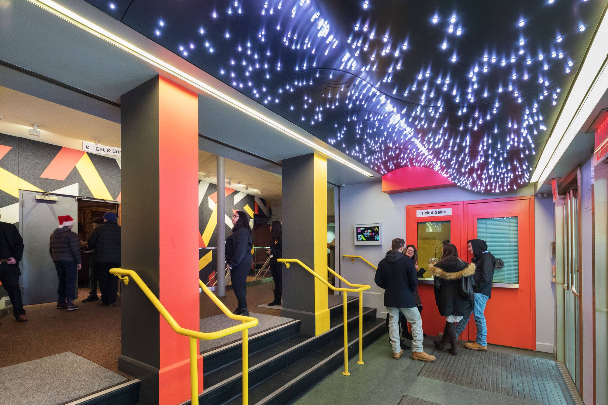 The box office and lobby entrance of the New Victory Theater.