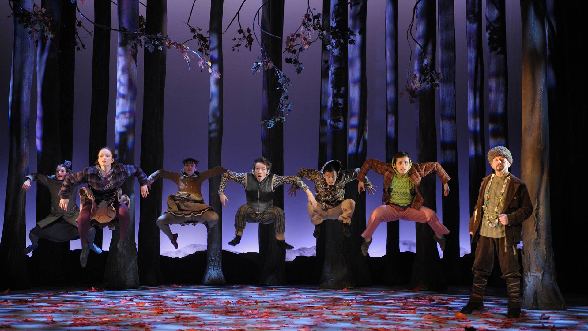 The company of In The Wings in a scene from their production of Peter and The Wolf.