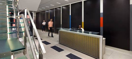 View of New 42 Studios lobby and front desk