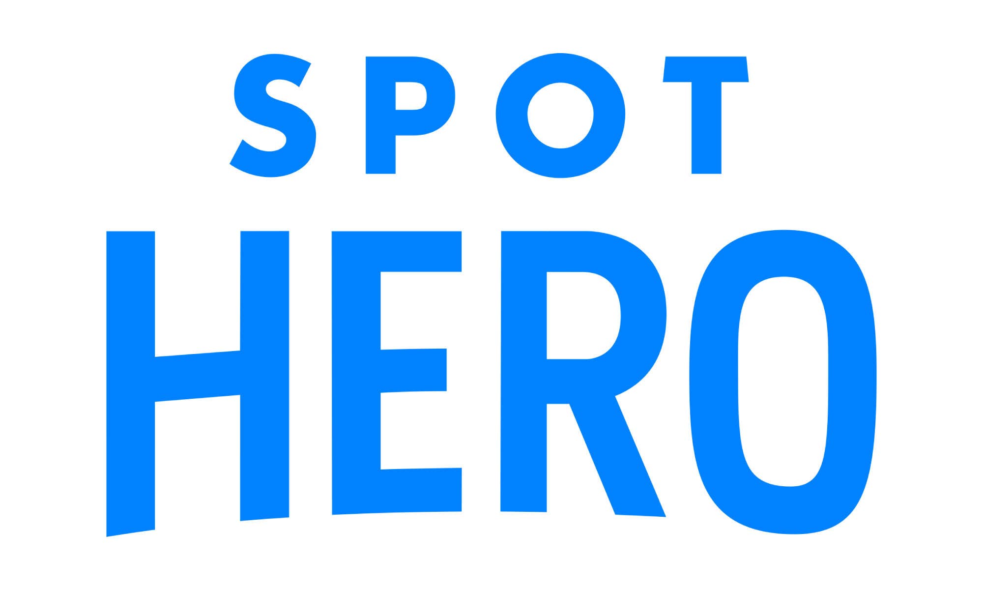 Spot Hero logo, with the name in blue against a white background