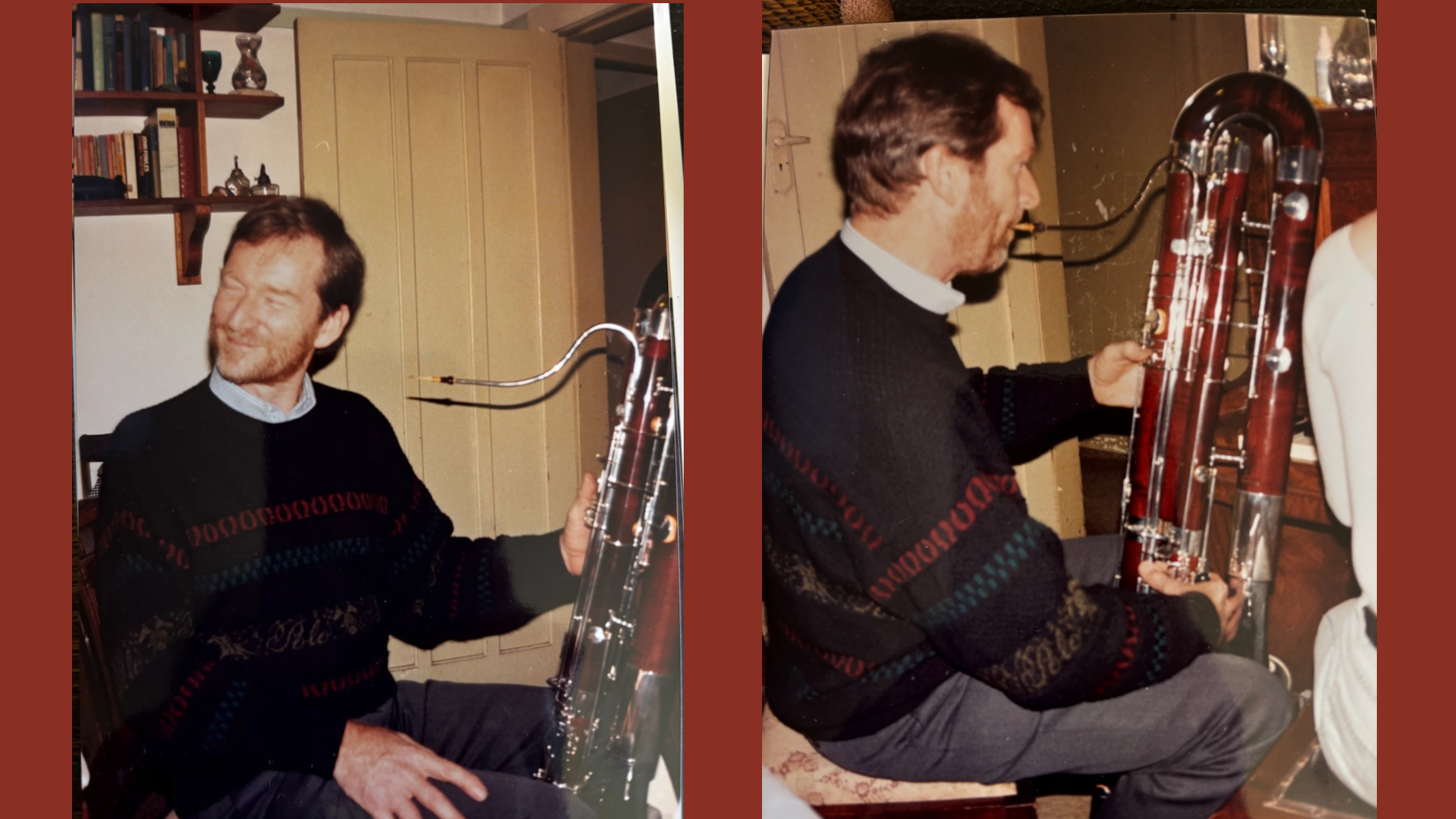 Martin Foster with his contrabassoon. Photo courtesy Matthew Wilkie and Noriko Shimada. 