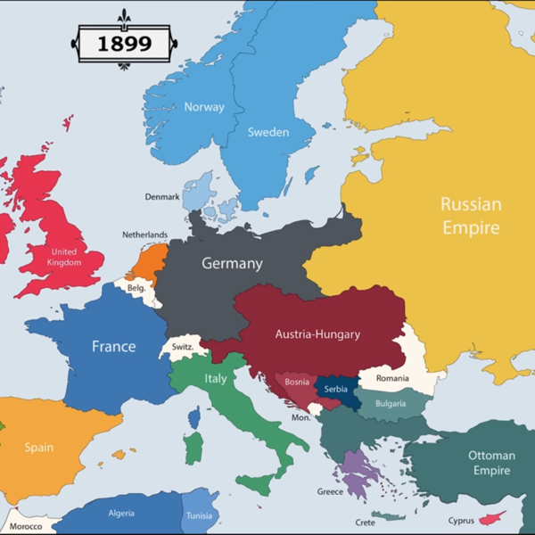 A map of European countries in 1899